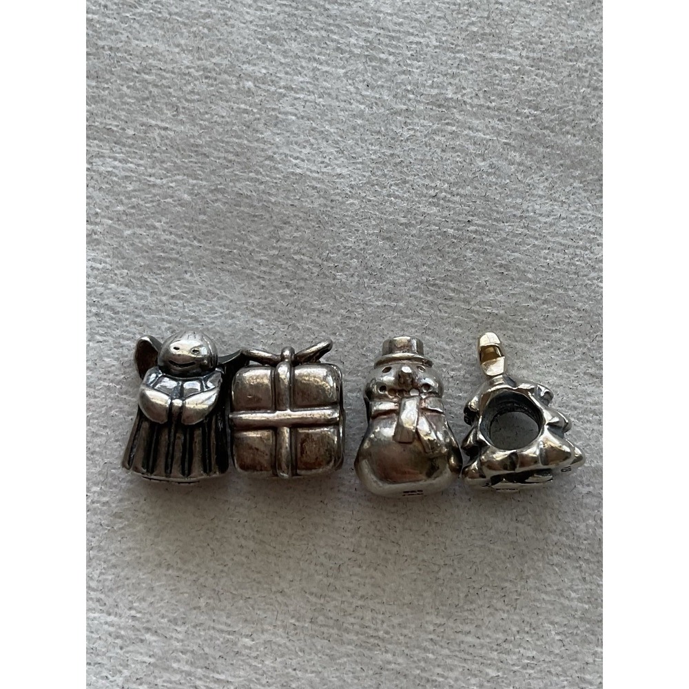 Lot Of 4 Pandora ALE 925 Sterling Silver Charms Winter Christmas Theme